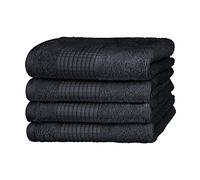 Merana Hand Towel Set | Absorbent, Soft and Lint- | Terry Towel Guest Towel Quality Made of Heavy Organic Cotton 590 GSM (Graphite Black, 4 x Guest Towels (30 x 50 cm)