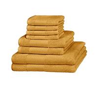 Merana Hand Towel Set | Absorbent, Soft and Lint | Terry Towel Guest Towel Quality Made of Heavy Organic Cotton 590 GSM (Mango Gold, Set of 8 | 2 Bath Towels, 2 Hand Towels, 4 Guest Towels)