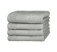 Merana Hand Towel Set, Absorbent, Soft and Lint Terry Towel Quality Made of Heavy Organic Cotton 590 GSM (Dolphin Grey, 4 x Guest Towels (30 x 50 cm)