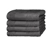 Merana Hand Towel Set, Absorbent, Soft and Lint-, Terry Towelling Guest Towel, Quality Made of Heavy Organic Cotton, 590 GSM (Shark Grey, 4 x Guest Towels (30 x 50 cm)