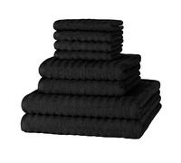 Merana OSLO towel set | quick-drying, soft & lint-free | terry luxury quality | 100% cotton terrycloth | OEKO-TEX | 590 GSM | gift set | Black (set of 8 | 4 guest-, 2 hand-, 2 shower towel)