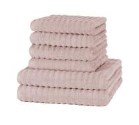 Merana OSLO towel set | quick-drying, soft & lint-free | terry luxury quality | 100% cotton terrycloth | OEKO-TEX | 590 GSM | gift set | Pink (set of 6 | 4 hand towel, 2 shower towel)