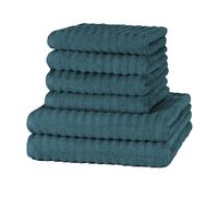 Merana OSLO towel set | quick-drying, soft & lint-free | terry luxury quality | 100% cotton terrycloth | OEKO-TEX | 590 GSM | gift set | Petrol Green (set of 6 | 4 hand towel, 2 shower towel)