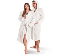 Merana Rome Unisex Bathrobe | Cuddly Soft and Absorbent Bathrobe for Men and Women with Large Hood | Terry Luxury Quality | 100% Cotton | Oeko-Tex | Premium Hotel Quality 450 GSM, Coconut, L-XL