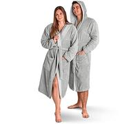 Merana Rome Unisex Terry Towelling Bathrobe Absorbent for Men and Women Premium Bathrobe with Hood Made of Aegean Cotton Cuddly Soft Bathrobes in Hotel-Quality (450 gsm) Dolphin Grey L/XL
