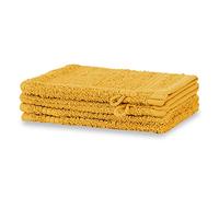 Merana Rome Washcloth Set Absorbent Soft and Lint- Terry Wash Gloves Luxury Quality Heavy Organic Cotton 590 GSM (Mango Gold, 4 x Wash Mitt (15 x 20 cm)
