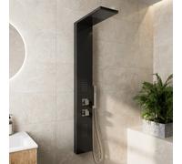 Merano Bosta2 Thermostatic Shower Tower with Handset & 2 Body Jets Mirrored Black