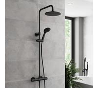 Merano Culbin Thermostatic Dual Head Exposed Mixer Shower Black Cool Touch