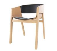 Merano Dining Chair With Armrests With Upholstered Seat & Back Natural/Prescott Black