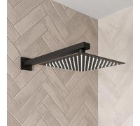 Merano Square Wall Mounted Fixed Shower Head - 200mm Black