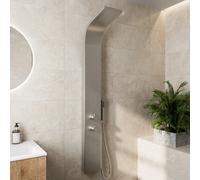 Merano Thermostatic Shower Tower with Handset & 2 Large Body Jets - Brushed Steel