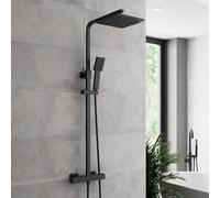 Merano Thermostatic Square Bar Mixer Shower with Adjustable & Fixed Head Black