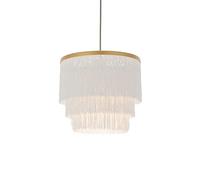 Merano Varese Pendant Ceiling Light in Matt Gold Paint with White Tassels - 10W Dimmable E27 Indoor Modern Hanging Lighting - 30 cm Diameter