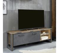 merano wooden tv stand in old wood with matera grey and led