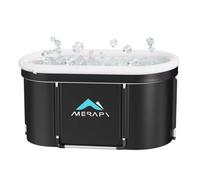 Merapi XL 131 Gal Portable Ice Bath Tub - Large Oval Cold Plunge for Athletes Recovery, Foldable Ice Bath Tub for Muscle Recovery, Home Gym, Outdoor Cold Therapy with Fast Drainage & Neck Cushion