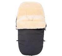 Merauno® Baby Lamb Wool Foot Muff Pram Wool Bag Cuddly Buggy Pram Foot Muff Wind and Waterproof Thermal Regulating All-Round Zip Medical Tanned 90 x 50 cm (Black Melange)