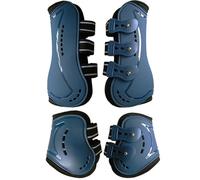 Merauno® Gaiters & Fetlock Caps, Set of 4 Gaiters, Horse Tendon Bandage with Robust Elastic, PU Shell, Neoprene Breathable Holes for Jumping, Riding, Events (L, Navy Blue)