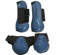 Merauno ® Horse Gaiters Fetlock, Durable PU Shell Elastic Hook Bow Closure, Trend Boots, Soft Lined, Shock Absorbing, Breathable Holes for Jumping, Riding, Events (S, Navy)
