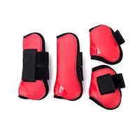 Merauno® Horse Gaiters, Set of 4 Gaiters, Pair for Front, Behind Hard Shell and Touch Fasteners Fastening for Men and Women, Polyurethane Robust Elastic Tendon Boots Classic (L(WB), Red)