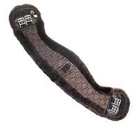 Merauno Lamb wool Moon Girth Anatomical Dressage Girth (Short Belt) with Concave Crescent Shape, Riding Belt with Natural Lamb wool, Lamb wool Strap in Natural, Brown & Black (60 cm, Brown)