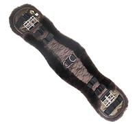 Merauno Lambwool Saddle Girth Anatomical Dressage Girth (Short Strap) with Concave Crescent Shape, Riding Harness with Natural Lambwool, Lambwool Strap in Natural, Brown & Black