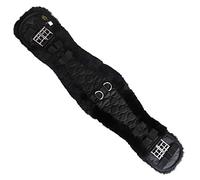 Merauno Lambwool Saddle Girth Anatomical Dressage Girth (Short Strap) with Concave Crescent Shape, Riding Harness with Natural Lambwool, Lambwool Strap in Natural, Brown & Black