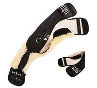 Merauno real lamb wool saddle girth moon girth anatomical dressage strap contour strap with removable lamb wool cover, riding belt with natural lamb wool
