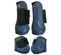 Merauno® Set of 4 Gaiters, Classic Heavy Duty PU Hard Shell with Elastic Hook and Loop Closure Straps, Tendon Boots, Breathable Holes for Jumping, Riding, Events (M, Navy)