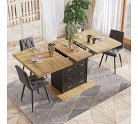 Merax 110-140cm Extendable 4-6 Seater Dining Table with Storage Drawer Base in Light Oak Merax Light Oak