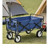 Merax 150kg Festival Trolley on Wheels, Folding Wagon, Portable Camping Trolley Cart, Heavy Duty Pull Along Wagon, Foldable Trolly for Outdoor/Garden/Shopping/Fishing - Blue