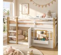 Merax 3Ft Children's Bunk Bed 90X190 Cm, Wooden Loft Bed With Ladder, Multifunctional Play Area With Doors And Windows, White