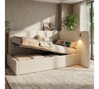 Merax 3ft Single Boucle Daybed Sofa Bed with Storage & USB Light, Beige Merax Beige Single