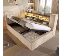 Merax 3FT Upholstered Storage Daybed Single Bed with LED & USB in Beige Merax Beige Single
