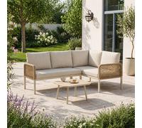 Merax Beige 4 Seater Modular Corner Garden Sofa Set with Coffee Table Merax Beige