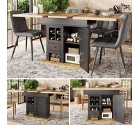 Merax Extendable Dining Table 110-140×80cm with Storage Cabinet in Black Merax Black