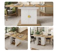Merax Extendable Dining Table with Storage Cabinet Base in White Merax White