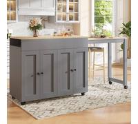 Merax Extendable Kitchen Island with Pull-out Dining Table for Dining Room in Grey Merax Grey