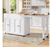 Merax Extendable Kitchen Island with Pull-out Dining Table for Dining Room in White Merax White