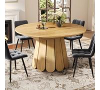 Merax Extendable Round Wood Effect Dining Table in Light Brown Merax Light Brown