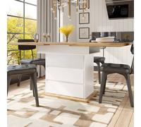 Merax Extendable Telescopic Dining Table with Storage Base & 2 Drawers in White Merax White