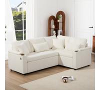Merax L-Shaped Pull-Out Corner Sofa Bed with Smart USB Ports & Storage in Beige Merax Beige