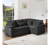 Merax L-Shaped Pull-Out Corner Sofa Bed with Smart USB Ports & Storage in Grey Merax Grey
