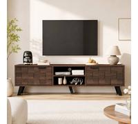 Merax Mid-Century 160.5cm TV Stand with Textured Checkerboard Doors in Natural Merax Natural
