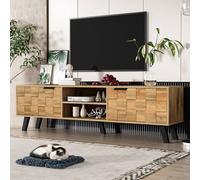 Merax Mid-Century 160.5cm TV Stand with Textured Checkerboard Doors in Walnut Merax Walnut