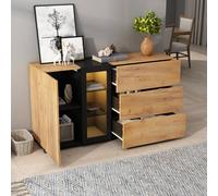 Merax Modern Display Sideboard with Smart App LED Lights & Glass Shelves in Brown Merax Brown