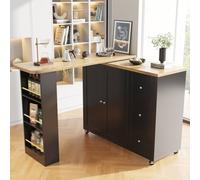 Merax Multi-functional Kitchen Island Trolley with Rotating Bar Table in Black Merax Black