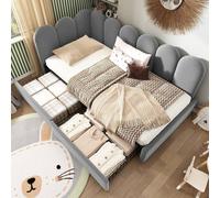 Merax Upholstered Bed Daybed With Drawers, 3FT Single Sofa Bed for Children in Grey Merax Grey Single