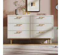 Merax White Fluted 6 Drawer Chest Of Drawers with Gold Handles Merax White