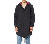 MENS MERC LONDON MOD FISHTAIL TARTAN CHECK LINED PARKA JACKET TOBIAS - BLACK