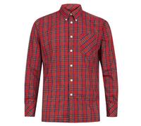 Merc of London Men's Coupe Droite Button Down Long Sleeve Formal Shirt - Red - Rouge (Stewart Red) - Large